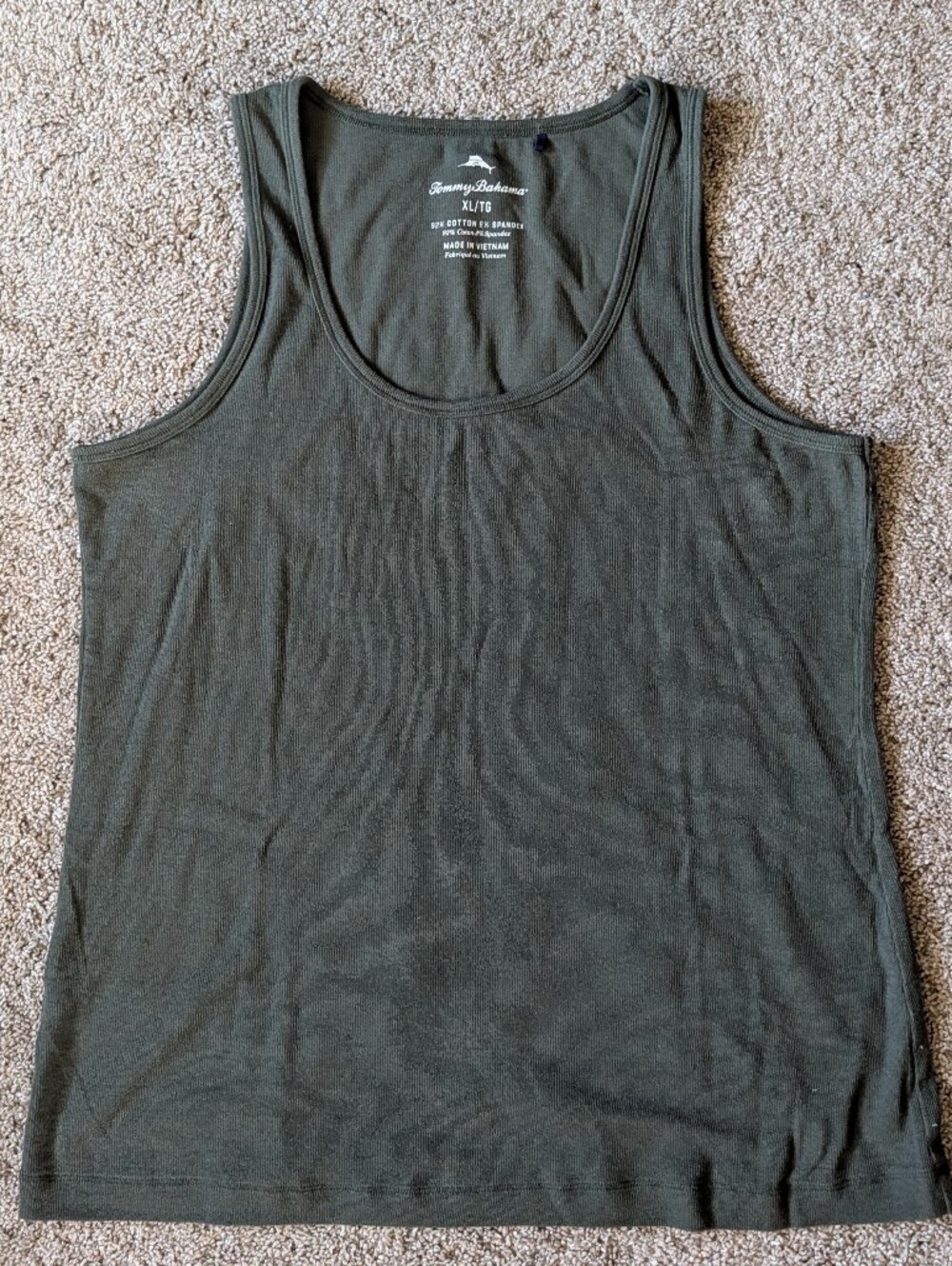 Tommy Bahama Women's Olive Green Ribbed Tee - XL